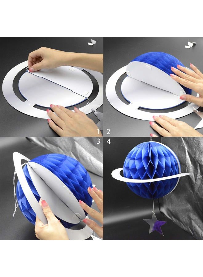 KALEFO 9Pcs Outer Space Decorations Solar System Hanging Supplies Galaxy Planets Honeycomb Space Birthday Party Decor Ceiling Ornaments - Image 5
