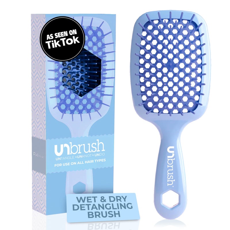 UNbrush FHI Heat UNbrush Detangling Brush for Pain-Free Brushing on All Wet or Dry Hair Types â€” Durable DuoFlex Anti-Static Bristles, Lightweight Handle, Vented Hair Brush, Periwinkle Light Blue - Image 1