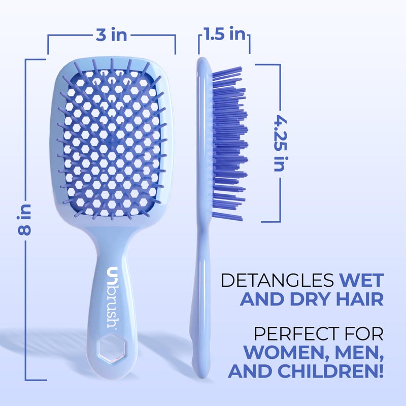UNbrush FHI Heat UNbrush Detangling Brush for Pain-Free Brushing on All Wet or Dry Hair Types â€” Durable DuoFlex Anti-Static Bristles, Lightweight Handle, Vented Hair Brush, Periwinkle Light Blue - Image 4