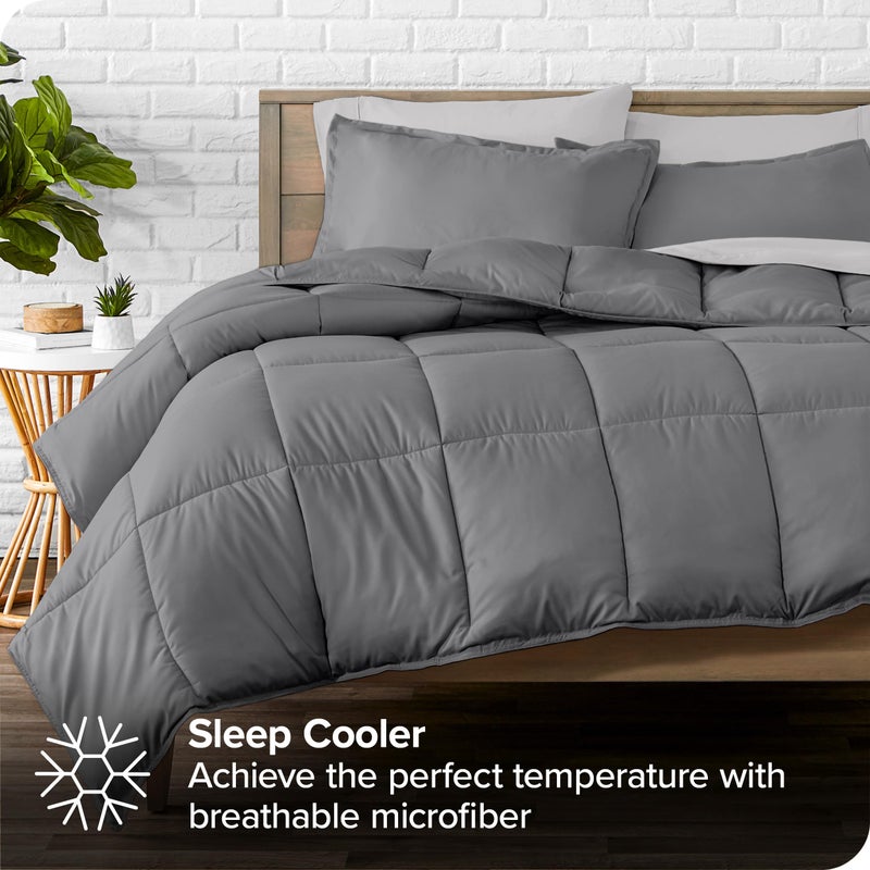 Bare Home Bed-in-A-Bag 7 Piece Comforter & Sheet Set - King - Goose Down Alternative - Ultra-Soft 1800 Premium - Bed Set (King, Grey/Light Grey) - Image 2