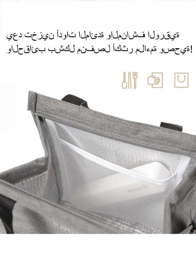 invite.L / AHZOA - حقيبة عزل كبيرة السعة مصنوعة من رقائق الألومنيوم وحقيبة غداء معزولة سميكة وحقيبة غداء محمولة - أزرق - Image 1
