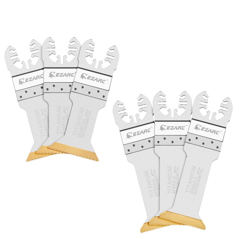 EZARC 6 pcs Titanium Oscillating Multitool Blades Long and Standard Cut Saw Blades Fast Cutting for Wood, Metal and Hard Material - Image 1