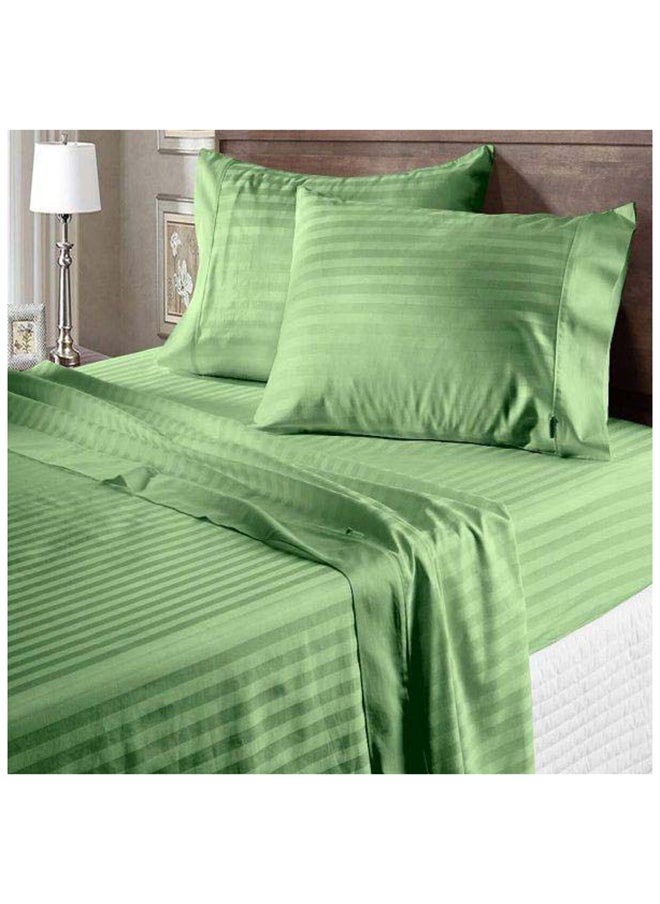 Hotel Collection HOTEL COLLECTION Stripe Green Super King Fitted Sheet 200x200 cm with 2 Pillow Cases  - Image 1