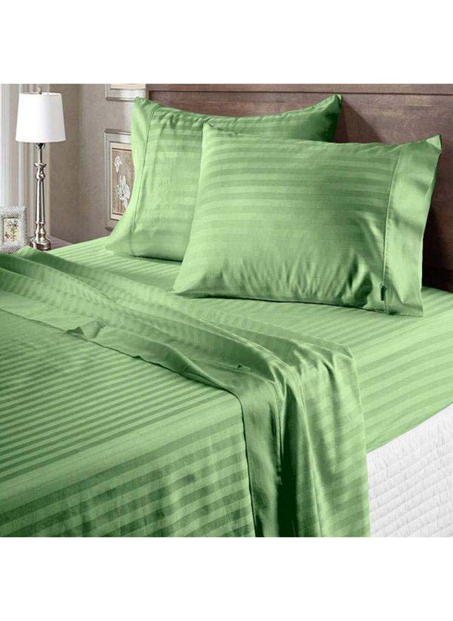 Hotel Collection HOTEL COLLECTION Stripe Green Super King Fitted Sheet 200x200 cm with 2 Pillow Cases  - Image 2