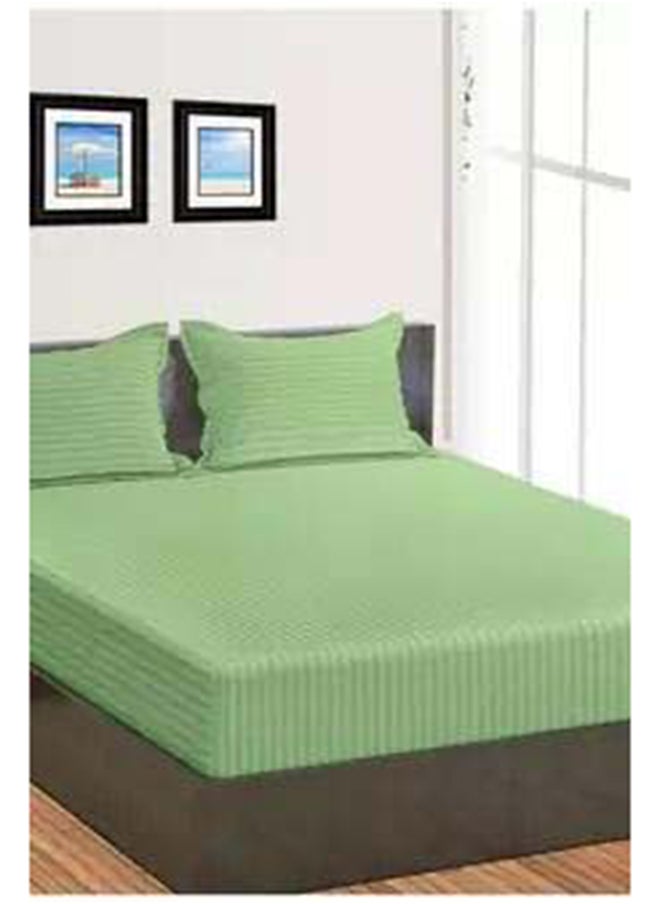 Hotel Collection HOTEL COLLECTION Stripe Green Super King Fitted Sheet 200x200 cm with 2 Pillow Cases  - Image 4