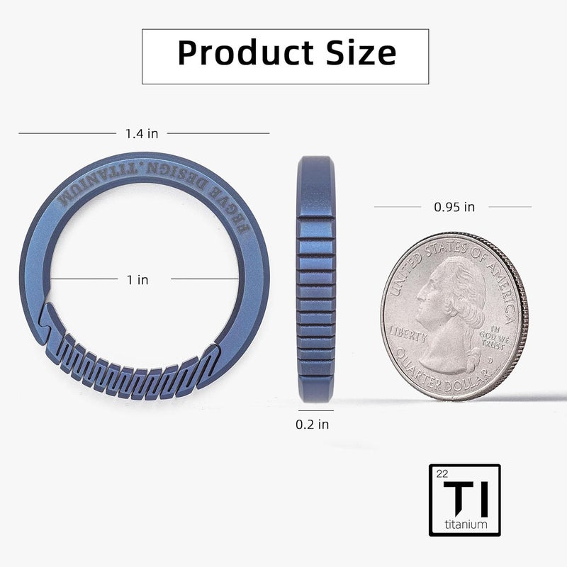 FEGVE Keychain Clip with 2 Key Rings, Titanium Quick Release Keychain Key Ring Clips for Men Woman(Blue) - Image 2