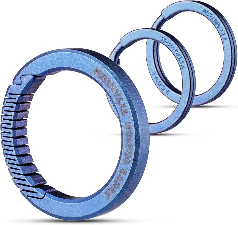 FEGVE Keychain Clip with 2 Key Rings, Titanium Quick Release Keychain Key Ring Clips for Men Woman(Blue) - Image 1