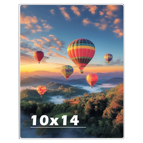 Wbtran 10 x 14 Acrylic Picture Frame, Horizontal/Vertical Clear Photo Frame for Wall with Tape, No Drilling Floating Hanging Frameless Picture Frame, Wall Mount Sign Holder for Home, School, Office - Image 1