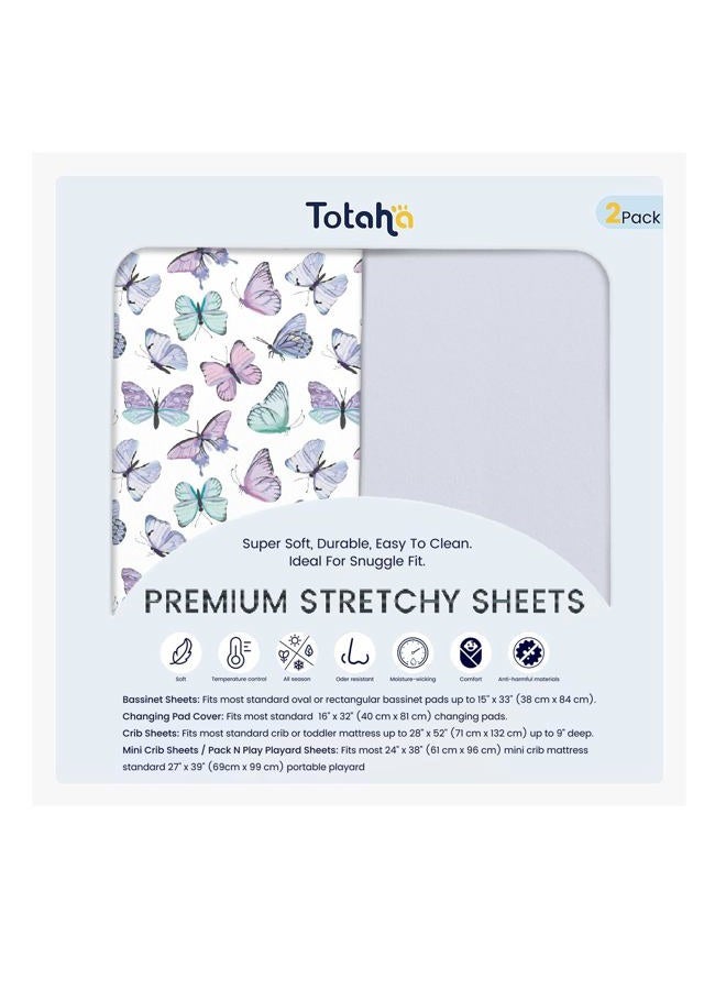 TotAha Soft Crib Sheets Girl-Hypoallergenic, Silky Comfort, Buttery Soft, Calming Effect, Premium All-Season Jersey-Knit Sheets, 9'' Extra Deep Pocket, Purple Butterfly - Image 1