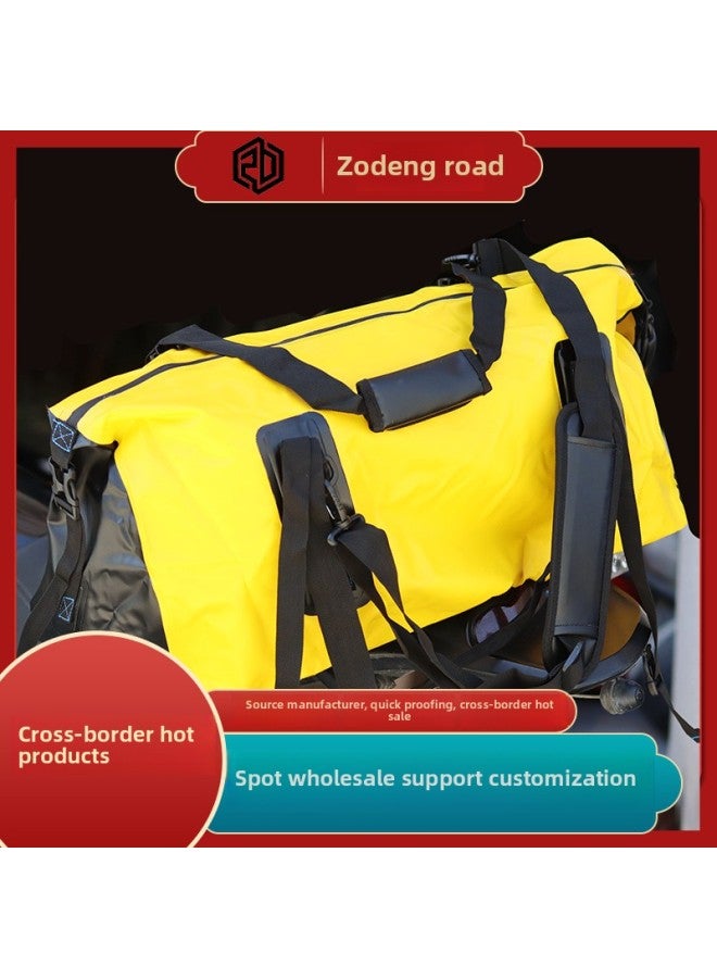 Generic Waterproof Outdoor Motorcycle Cycling Camping Large-capacity Luggage Bag Roof Bag Hiking Bag Waterproof Bag Wholesale-Color:50l Zipper Style Yellow-Capacity:Default - Image 1