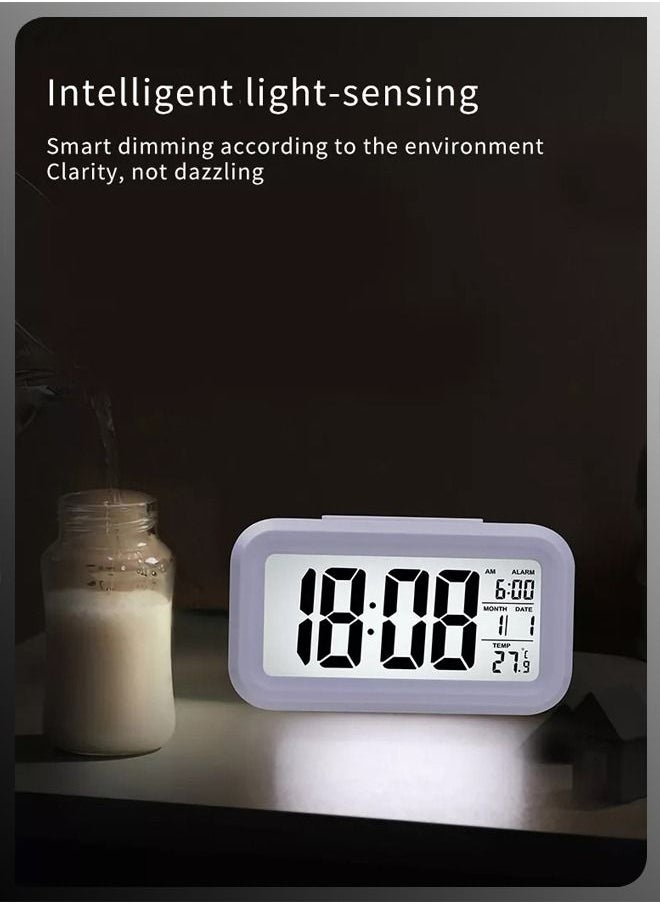 DBLEW - LCD Display Digital Desktop Bedroom Bedside Alarm Clock With Snooze Night Back Light Date And Temperature Sleep Timer - Image 1