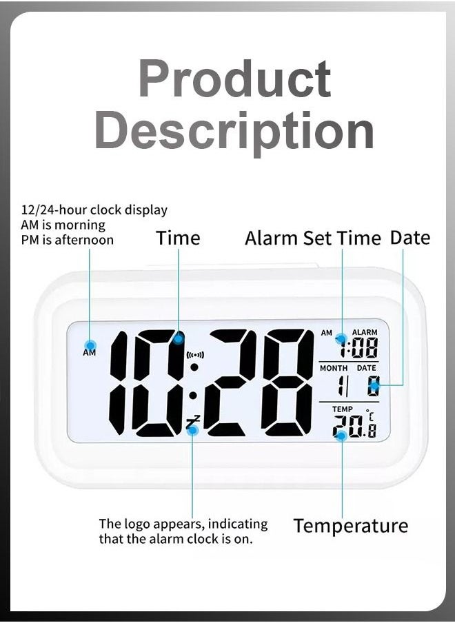 DBLEW - LCD Display Digital Desktop Bedroom Bedside Alarm Clock With Snooze Night Back Light Date And Temperature Sleep Timer - Image 1