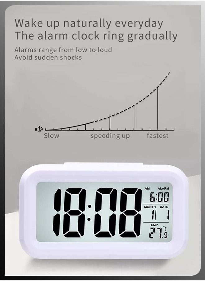 DBLEW - LCD Display Digital Desktop Bedroom Bedside Alarm Clock With Snooze Night Back Light Date And Temperature Sleep Timer - Image 1