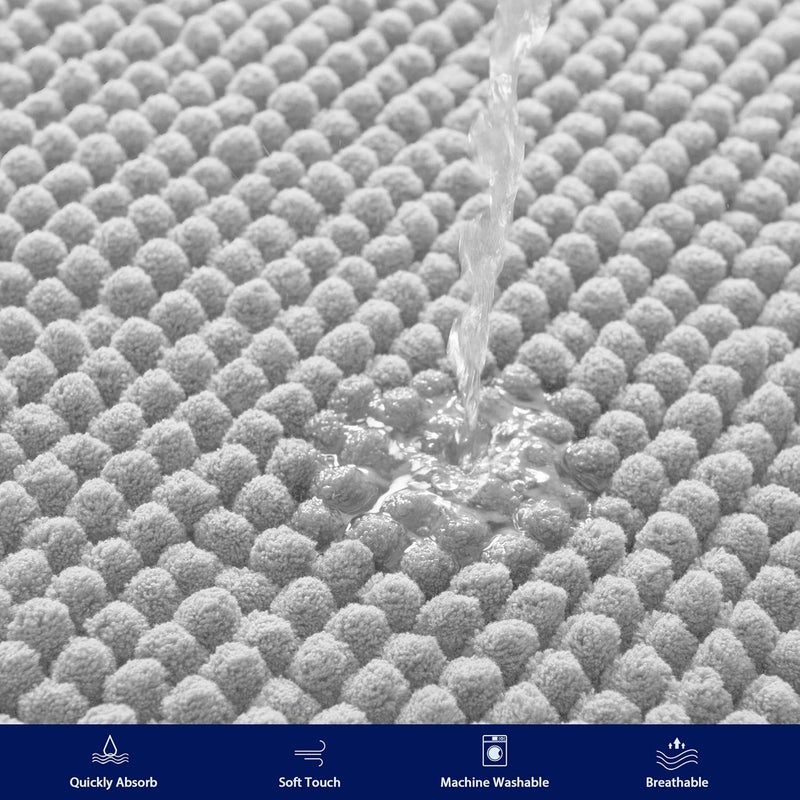 subrtex سجاد الحمام SUBRTEX سجادة حمام شنيلي ناعمة قصيرة من الفرو سجادة استحمام ناعمة سجادة استحمام ماصة للماء تجف بسرعة قابلة للغسل في الغسالة رمادي فاتح 16 × 24 - Image 5