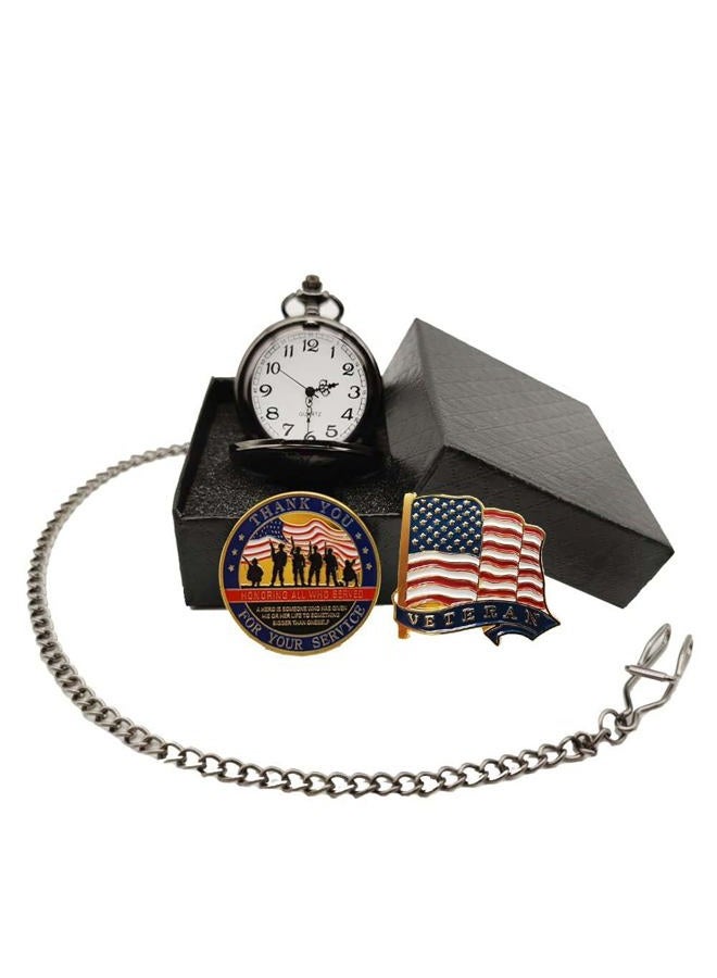 Jofanvin Gifts for Veterans,Pocket Watch for Veterans with Military ChanllengCoin,Best Veterans Day Gifts, A.Color A - Image 3