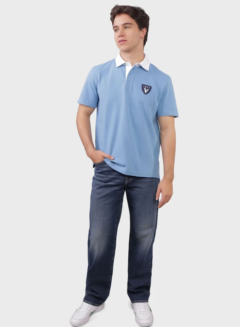 American Eagle Embroidered Logo Half Sleeve Polo Shirt