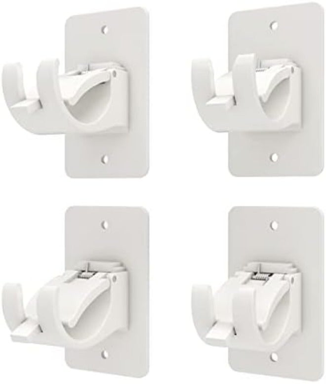 Wabboreq 4 Pieces Self Adhesive Curtain Rod Bracket, Universal Plastic Curtain Rod Holders, No Drill Curtain Rod Brackets Curtain Rod Hooks for Bathroom, Bedroom, Livingroom, Kitchen (Black) - Image 1