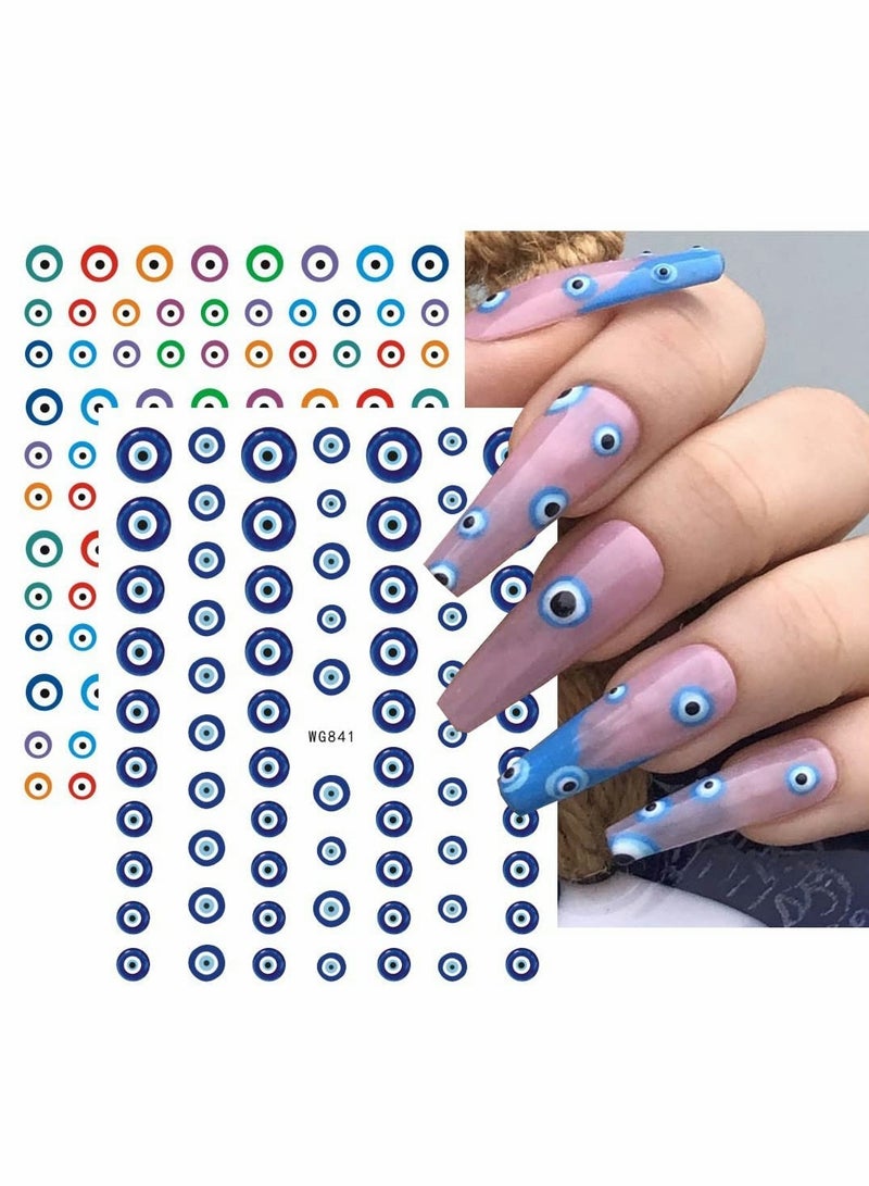 Evil Eye Nail Art Stickers - 9 Self-Adhesive Witch Decals for DIY Nail Design, Perfect for Women & Girls, Trendy French Nail s - Image 1