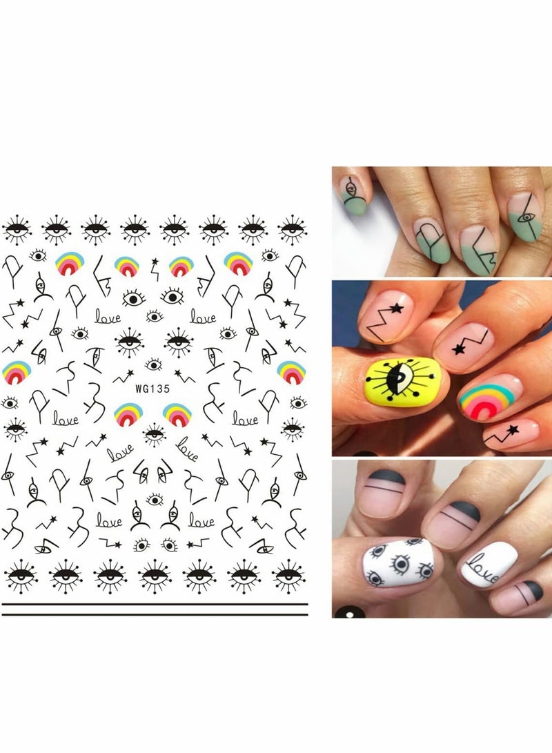 Evil Eye Nail Art Stickers - 9 Self-Adhesive Witch Decals for DIY Nail Design, Perfect for Women & Girls, Trendy French Nail s - Image 4