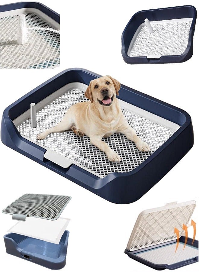 جيرينك مرحاض للكلاب مع جدار حماية، مضاد للرذاذ، صينية نونية محمولة للكلاب مع شبكة، تحافظ على جفاف الكفوف، مدرب نونية للكلاب، حامل وسادة تبول للجراء، سياج نونية للكلاب مع عمود محاكاة قابل للإزالة، مرحاض جرو مانع للتسرب، صينية وسادة شبكية، تحافظ على نظافة الكفوف والأرضيات (50 × 40 × 10.5 سم) - Image 1