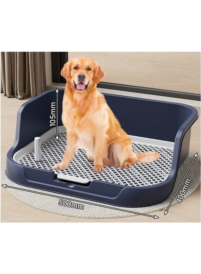 جيرينك مرحاض للكلاب مع جدار حماية، مضاد للرذاذ، صينية نونية محمولة للكلاب مع شبكة، تحافظ على جفاف الكفوف، مدرب نونية للكلاب، حامل وسادة تبول للجراء، سياج نونية للكلاب مع عمود محاكاة قابل للإزالة، مرحاض جرو مانع للتسرب، صينية وسادة شبكية، تحافظ على نظافة الكفوف والأرضيات (50 × 40 × 10.5 سم) - Image 2