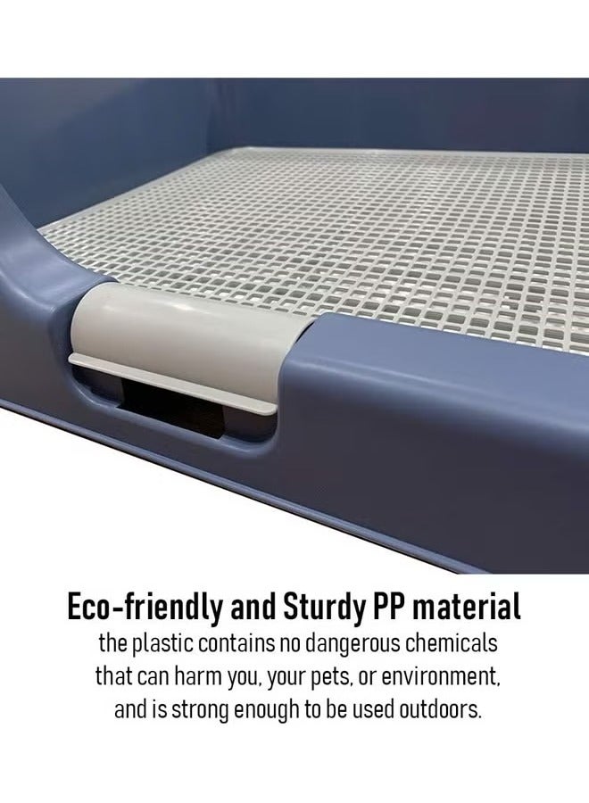 جيرينك مرحاض للكلاب مع جدار حماية، مضاد للرذاذ، صينية نونية محمولة للكلاب مع شبكة، تحافظ على جفاف الكفوف، مدرب نونية للكلاب، حامل وسادة تبول للجراء، سياج نونية للكلاب مع عمود محاكاة قابل للإزالة، مرحاض جرو مانع للتسرب، صينية وسادة شبكية، تحافظ على نظافة الكفوف والأرضيات (50 × 40 × 10.5 سم) - Image 4