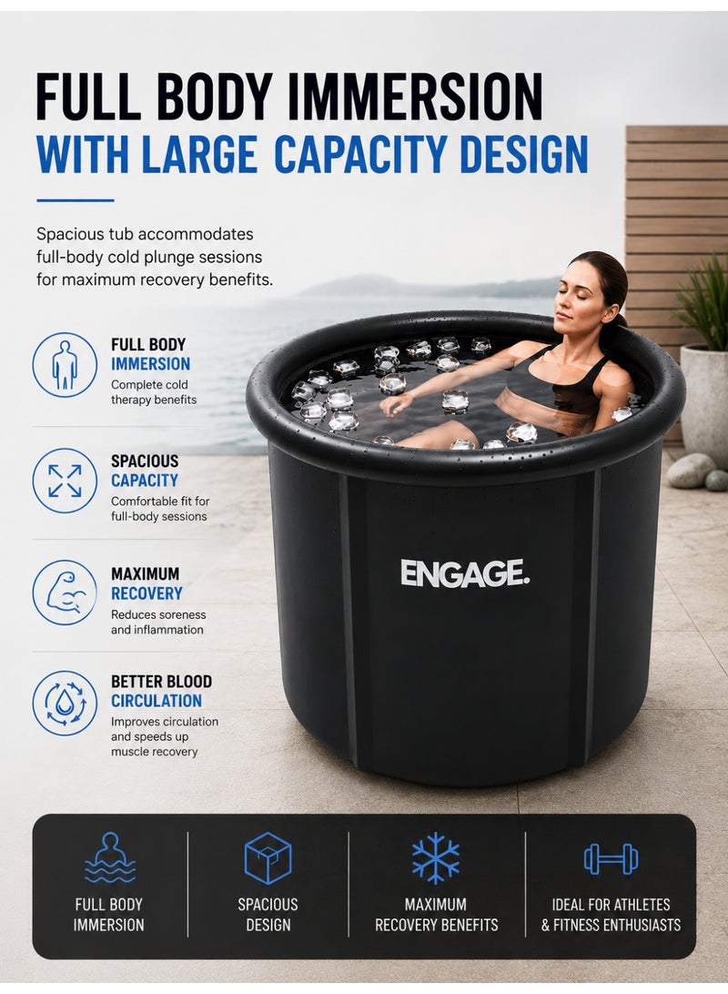 ENGAGE Portable Ice Bath Tub | Foldable Cold Plunge Tub for Athletes | Ice Bath for Muscle Recovery & Cold Therapy | Large Capacity | Indoor & Outdoor SPA Bath - Image 3