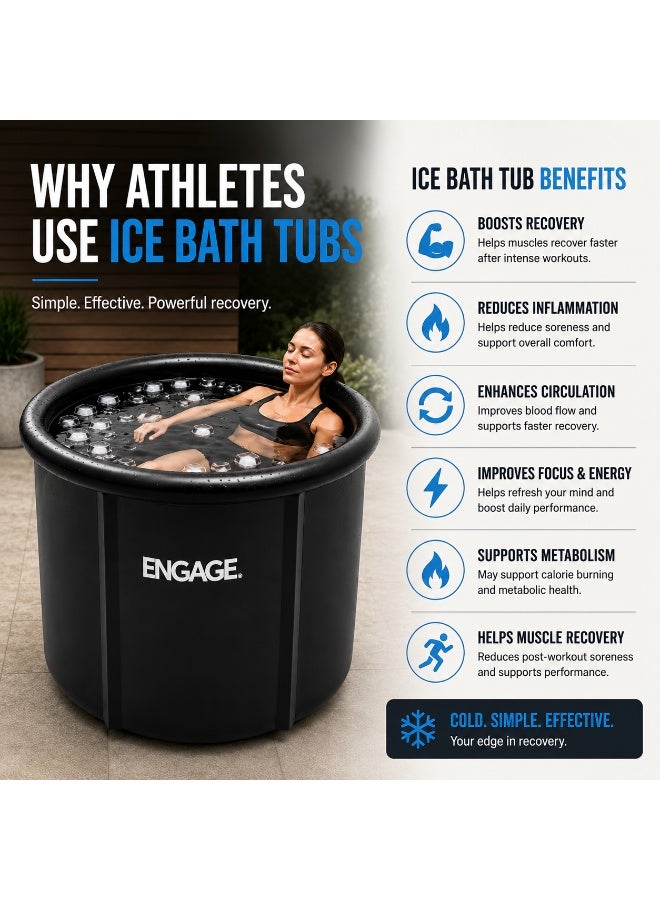 ENGAGE Portable Ice Bath Tub | Foldable Cold Plunge Tub for Athletes | Ice Bath for Muscle Recovery & Cold Therapy | Large Capacity | Indoor & Outdoor SPA Bath - Image 5