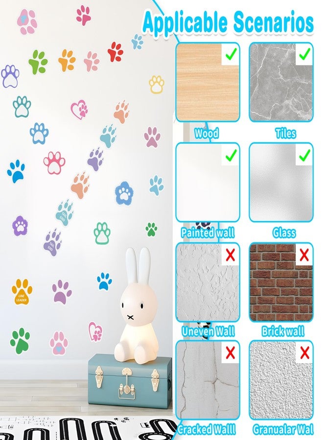 Robmoda Large Paw Print Stickers 44 Pieces Glow in The Dark, Cute Dog and Cat Animals Art Wall Decals, Removable Luminous Footprint Nursery Bedroom Room Decor - Image 5