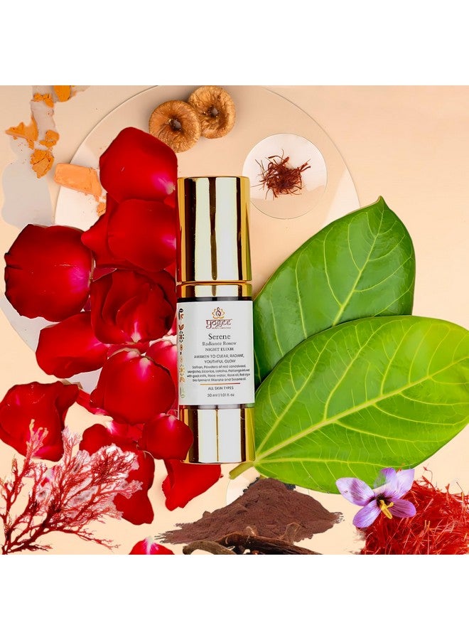 YOGEE Natural Night Skin Elixir Night Serum For Wrinkles Reduced Line Dark Spots Sesame Oil Saffron Rose Oil Goat Milk Red Algae Probiotics 27 Herbs 30Ml - Image 2