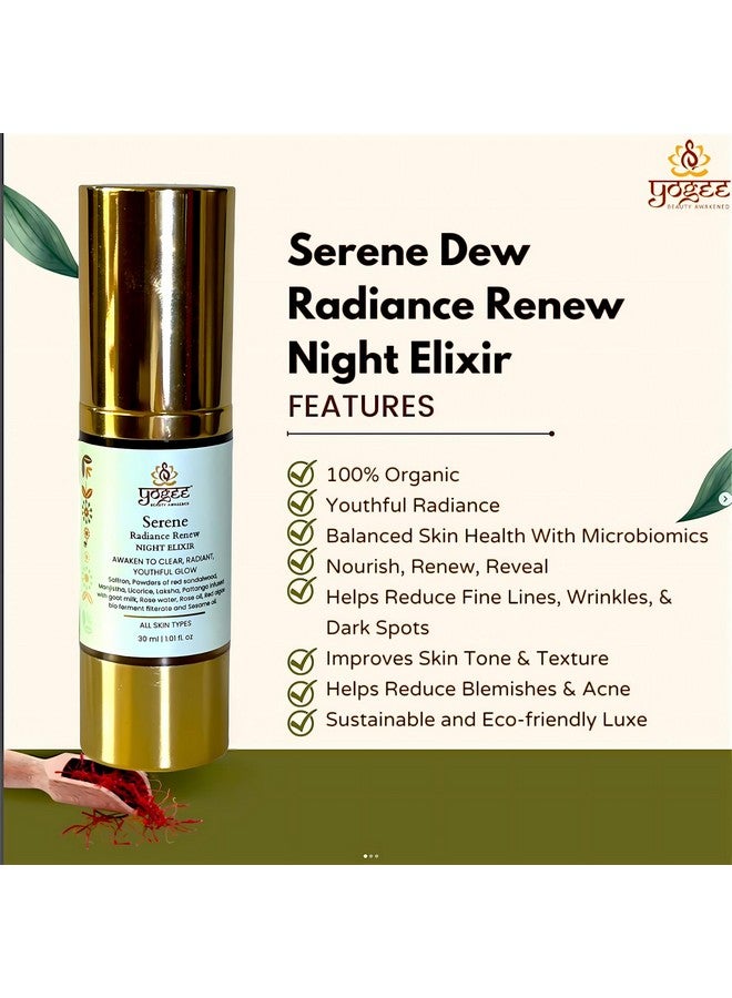 YOGEE Natural Night Skin Elixir Night Serum For Wrinkles Reduced Line Dark Spots Sesame Oil Saffron Rose Oil Goat Milk Red Algae Probiotics 27 Herbs 30Ml - Image 3
