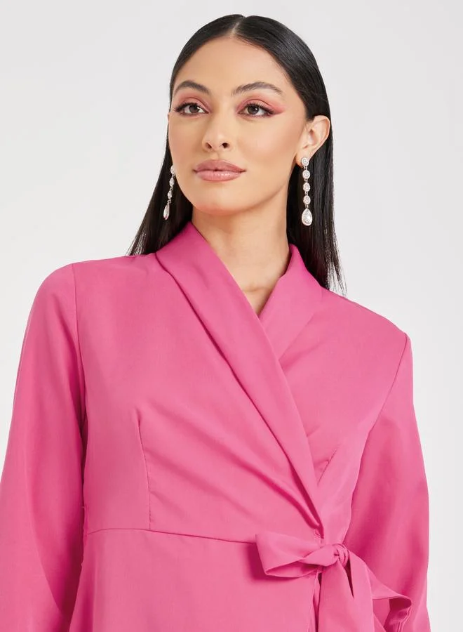 Styli Pleated Wrap Dress