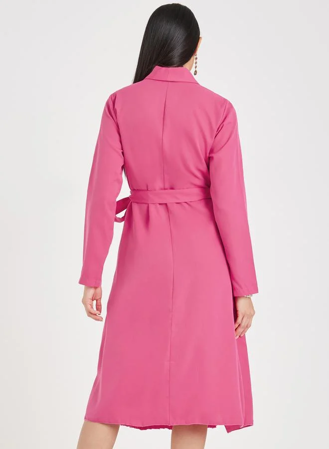 Styli Pleated Wrap Dress