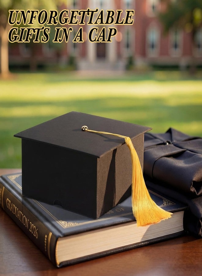 Spakon 1 Pcs 2026 Graduation Cap Gift Box Graduation Party Favor Candy Card Boxes Sturdy Black Cap Grad Candy Box with Tassel Craft DIY Gift for 2026 Grad Party Favor Supply Guest (7.87 x 7.87 Inch - Image 5