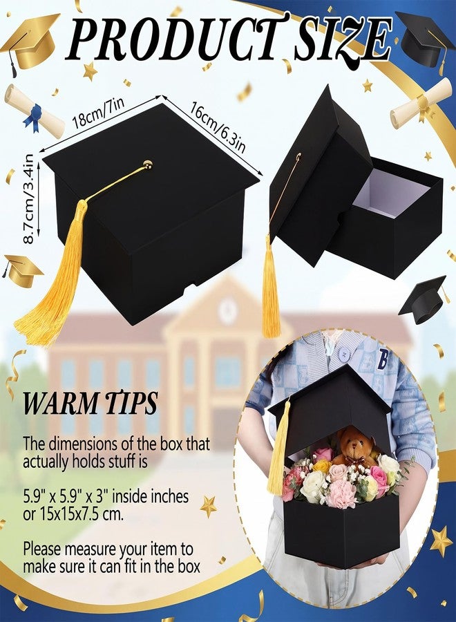 Spakon 1 Pcs 2026 Graduation Cap Gift Box Graduation Party Favor Candy Card Boxes Sturdy Black Cap Grad Candy Box with Tassel Craft DIY Gift for 2026 Grad Party Favor Supply Guest (7.87 x 7.87 Inch - Image 2