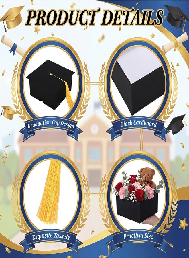 Spakon 1 Pcs 2026 Graduation Cap Gift Box Graduation Party Favor Candy Card Boxes Sturdy Black Cap Grad Candy Box with Tassel Craft DIY Gift for 2026 Grad Party Favor Supply Guest (7.87 x 7.87 Inch - Image 3
