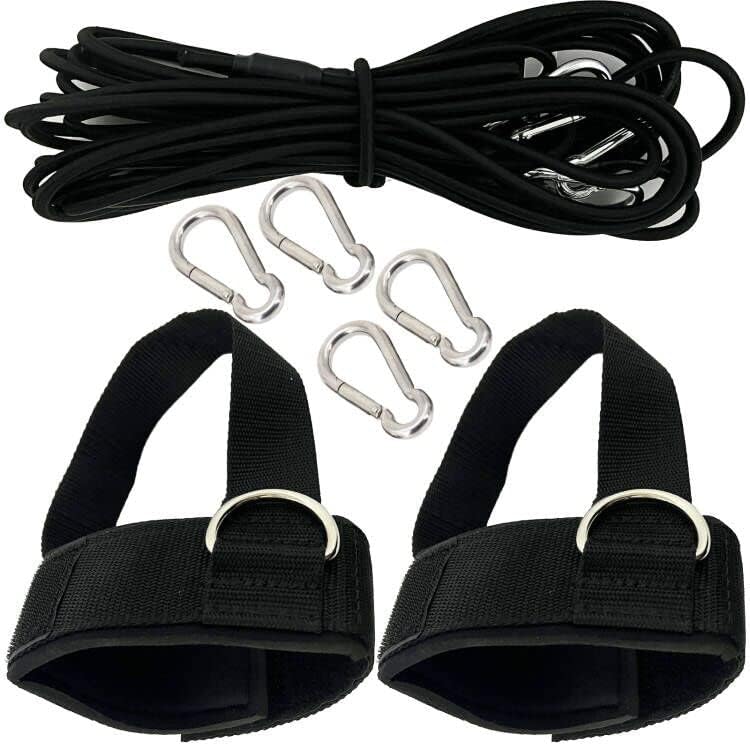 AUXPhome Swim Ankle Straps, Tether, Bungees Belt - Stationary Swimmer Training Leash for Smaller Pools - With 4 Bungee Rope, Metal Buckle - Image 3