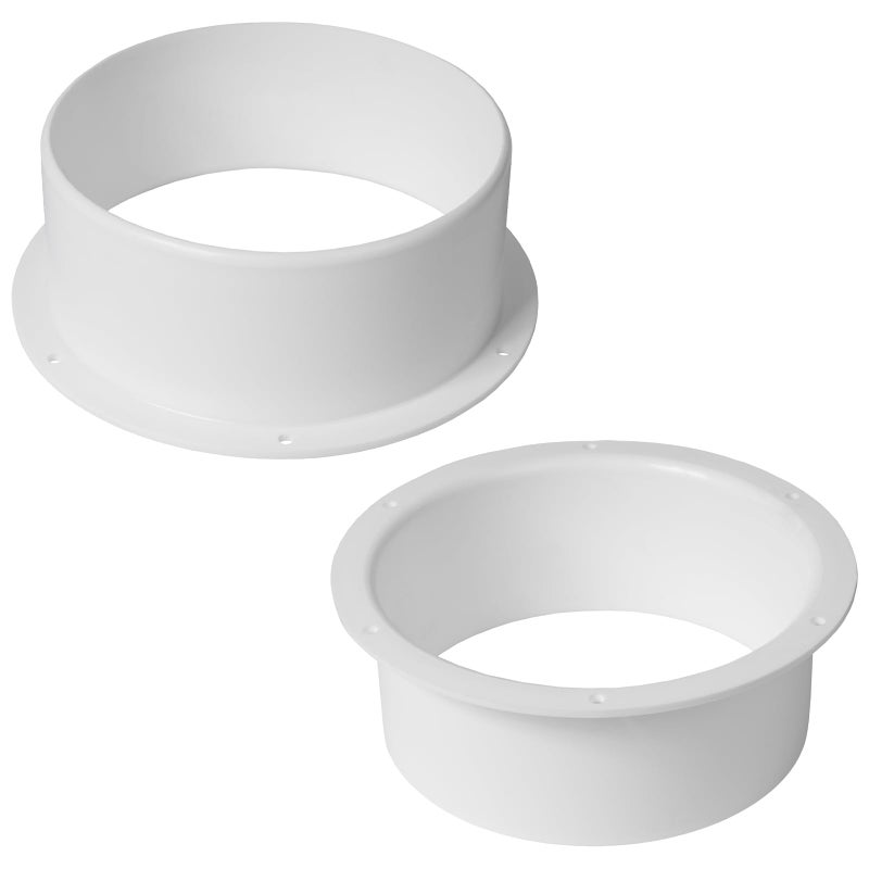 6 Inch Pack of 2 Duct Connector Flange Plastic Male End Straight Pipe Coupler for Heating Cooling Ventilation System Ducting Dryer Vent Coupling Wall Plate PVC Flange Adapter HVAC Fittings