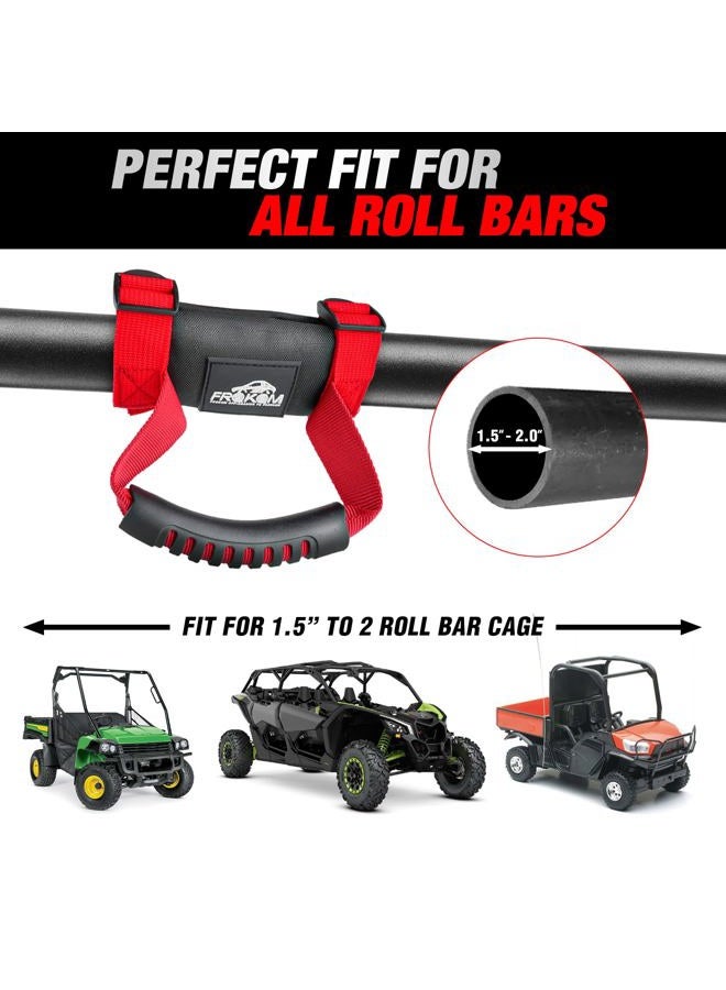 Frokom UTV Grab Handles Grip,Roll Bar Grab Handles for 1.5 to 2" Roll bar cage Fit for Polaris RZR, Can Am X3, Kawasaki Mule Teryx, Honda Pioneer, Wildcat, CFMoto Zforce, Yamaha Rhino-2 PCS Red - Image 2
