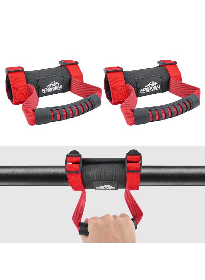 Frokom UTV Grab Handles Grip,Roll Bar Grab Handles for 1.5 to 2" Roll bar cage Fit for Polaris RZR, Can Am X3, Kawasaki Mule Teryx, Honda Pioneer, Wildcat, CFMoto Zforce, Yamaha Rhino-2 PCS Red - Image 1