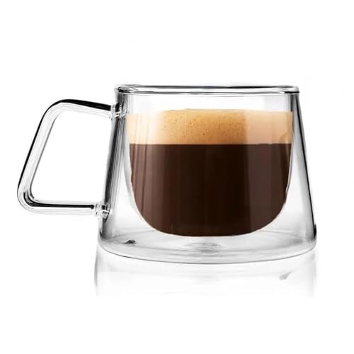 HAKKU Double Wall Insulated Glass Coffee Mugs with Handle Set of 6 | 150ml | Everyday Drinking Tea Cups Perfect for Latte, Espresso, Cappuccinos, Tea Bag, Hot & Cold Beverage (6, Eclipse) - Image 1