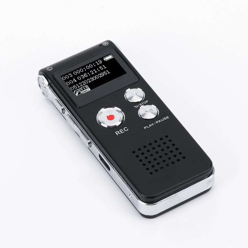 مسجل صوت رقمي أسود سعة 8 جيجابايت ومشغل MP3 بسعة 650 ساعة - Image 5