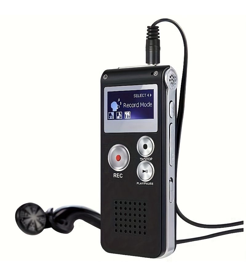 مسجل صوت رقمي أسود سعة 8 جيجابايت ومشغل MP3 بسعة 650 ساعة - Image 1