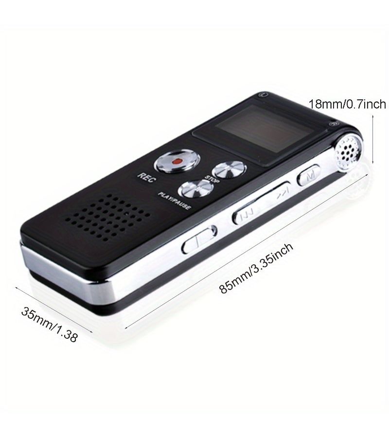 مسجل صوت رقمي أسود سعة 8 جيجابايت ومشغل MP3 بسعة 650 ساعة - Image 3
