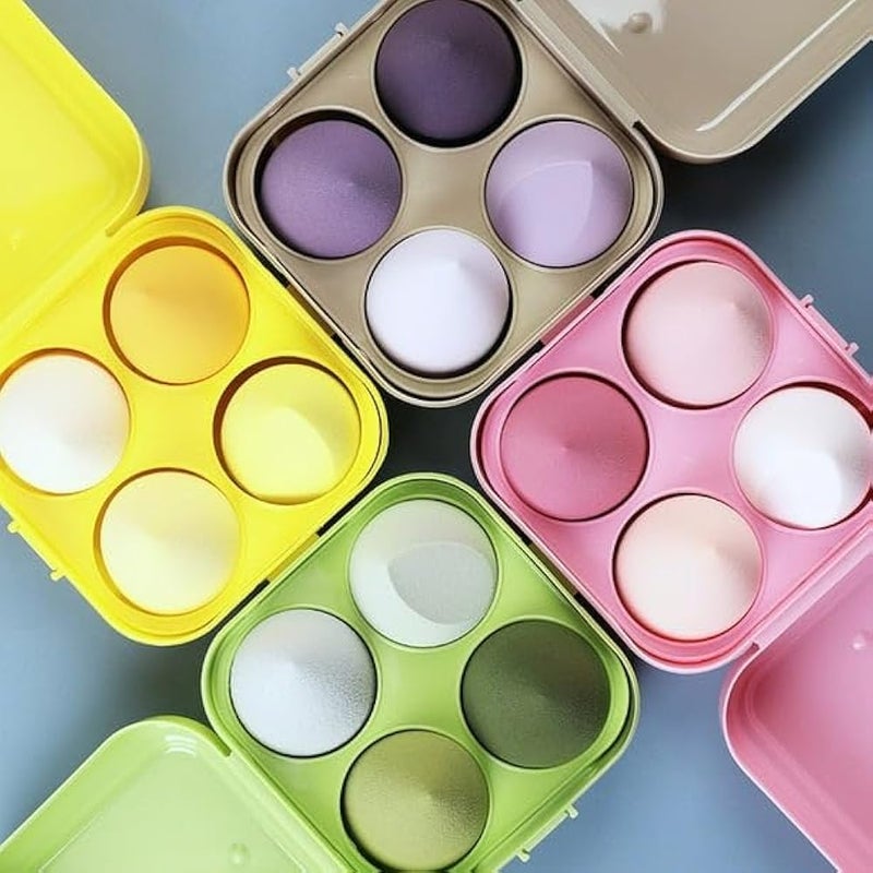 LOVHIDE Makeup Sponge Case Blender Beauty Foundation Holder Blending Sponge Egg Set Makeup Sponge Wet And Dry Storage Box Egg Sponge Organizer (MultiColor) - Image 1