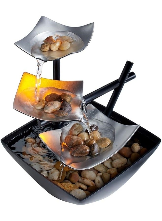 Tabletop Water Fountain, Home Décor Soothing Sound Machine - Automatic Pump, Deep Basin  Natural River Rocks. Indoor Zen Relaxation for Office, Living Room, or Bedroom - Image 1
