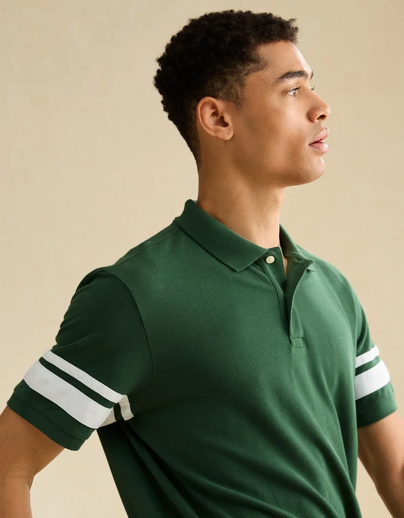 American Eagle AE Standard Fit Applique Pique Polo Shirt