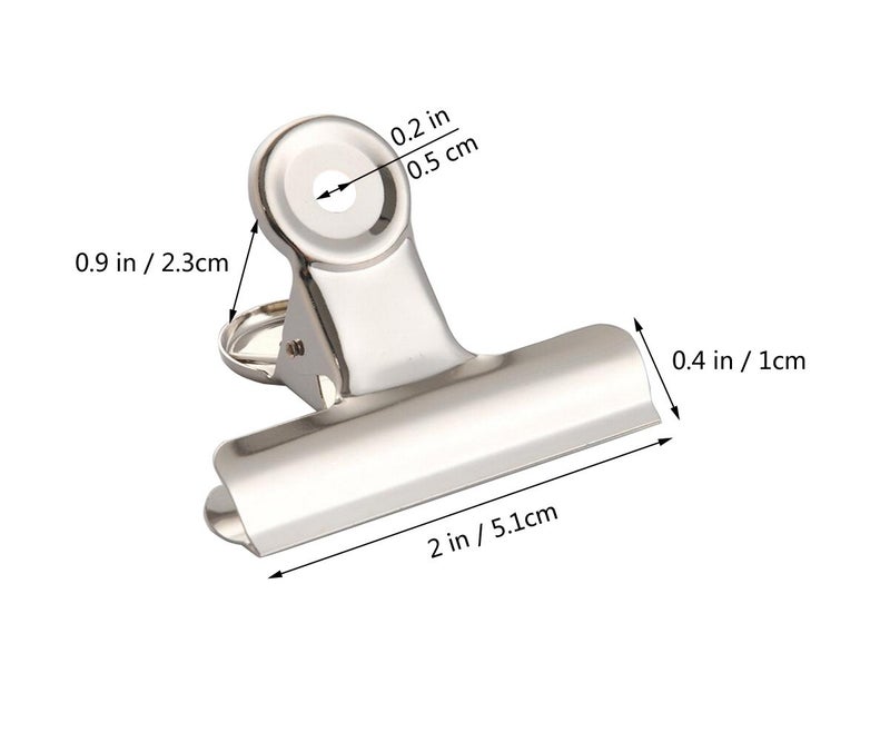 Coideal Silver Metal Hinge Clips - 20 Pack 2 Inch Large Bull Binder Paper Clips Clamp for Office Pictures Photos, Kitchen Food Bags (50mm) - Image 3