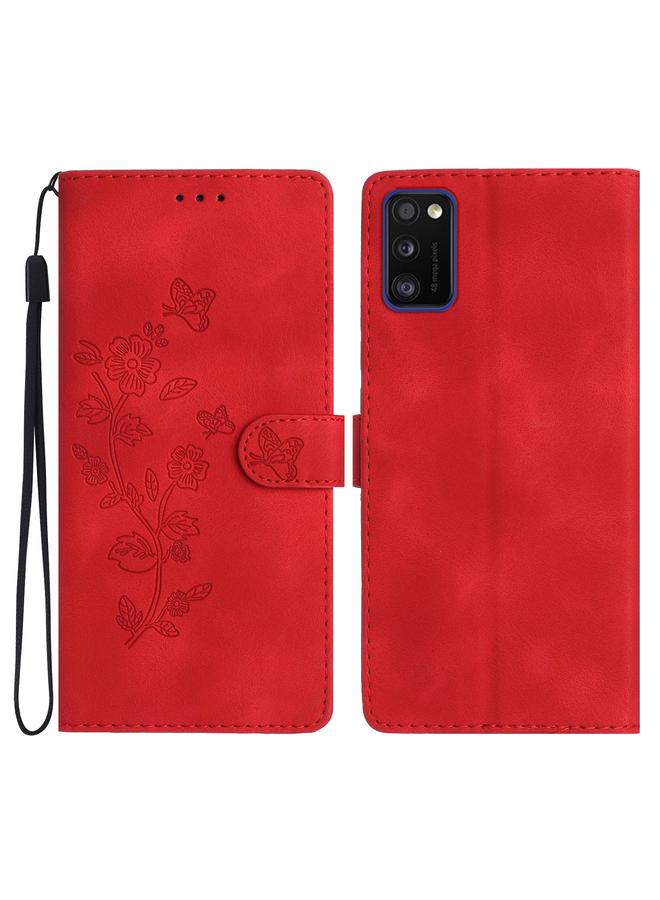 S-TOP Case For Samsung Galaxy A41 Flower Butterfly Embossing Pattern Leather Phone Case - Image 1