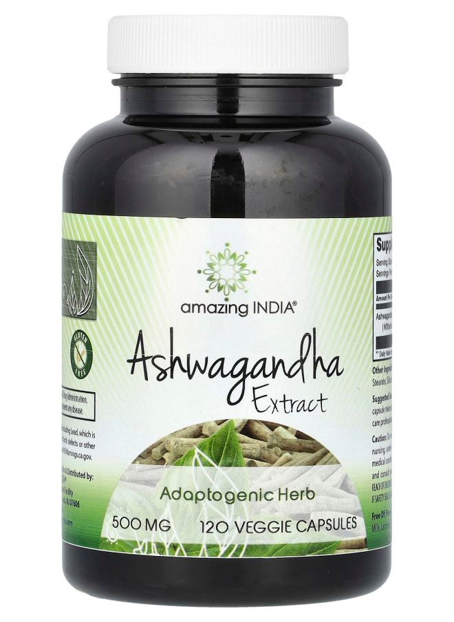 Amazing India - Ashwagandha Extract 500 mg 120 Veggie Capsules - Image 1